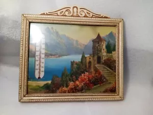 Antikes gerahmtes Wandthermometer Berg Burg Landschaft Atkinson Fox M Pfarrei - Bild 1 von 1