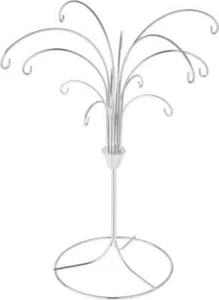 12 Arm Silver Toned Ornament Stand, Tree, 11.5" H x 10" W x 10" D - Picture 1 of 3