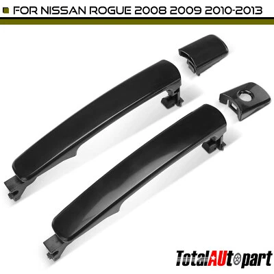 2x Manija de puerta exterior negra lisa para Nissan Rogue Select delantera izquierda y derecha Foto 1 de 4