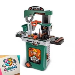 3-in-1 Kids Deluxe Tool Set with Suitcase | Portable Workbench Playset w/ Tool - Picture 1 of 6