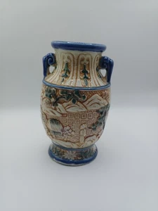 Japanese Majolica Vases double handled urn style clay art pottery vases... - Picture 1 of 6