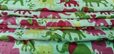 Indian Fabric Cotton Fabric By Yard Hand Block Print fabric Dressmaking Elephant - Image 1 of 4