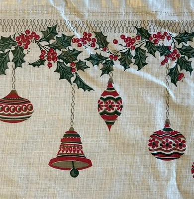 Mantel de vinilo MCM vintage adornos navideños acebo 66”x52” *Leer descripción Foto 1 de 4