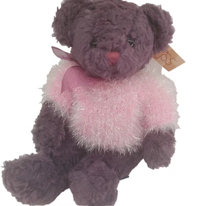 NEW VTG Russ Purple Bear w Pink Sweater - Bear Berry - Bears From The Past tags - Picture 1 of 24
