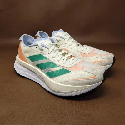 Adidas Adizero Boston 11 Shoes Women Size 9.5 White Orange Green Running HQ3697 - Image 1 of 4