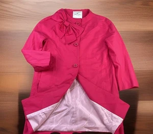 Kate Spade Cappotto Giacca Bottoni Dorothy Fiocco Rosa Caldo Leggero Donna Tg S - Foto 1 di 10