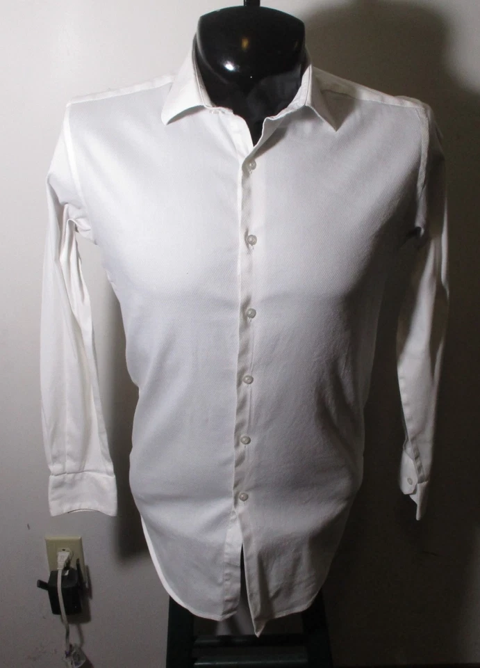 Camisa de vestir ALFANI blanca "ajuste atlético" manga larga para hombre talla 14/14,5/32-33 Foto 1 de 4