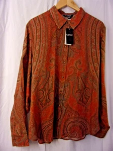 Camicetta Ralph Lauren autunno 23 arancione paisley cotone manica lunga XXL NUOVA CON ETICHETTE $185,00 - Foto 1 di 5