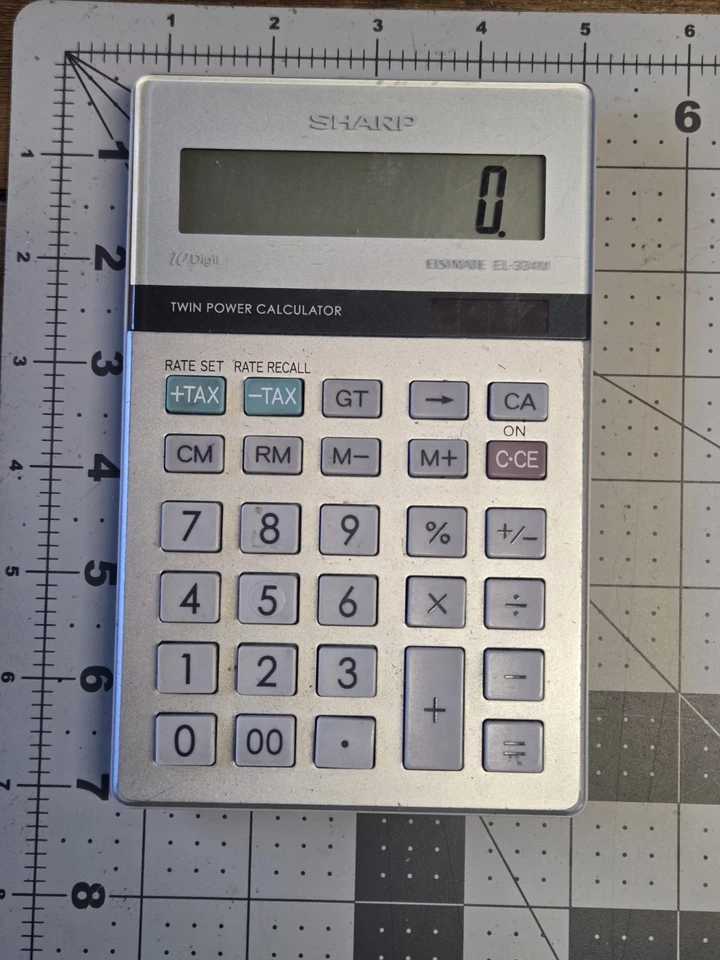 Calculator Sharp Elsimate EL-334M 10 Digit Twin Power Solar Desk Basic Tax Rate - Image 1 of 3