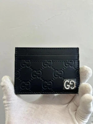 Novo Autêntico Gucci Micro Jumbo Preto Vermelho Verde Couro Porta-Cartão GG - Imagem 1 de 3