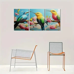 3pcs Nature Inspired Colorful Bird Metal Print Ready to Hang Art - Foto 1 di 7