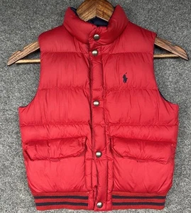 Polo Ralph Lauren Kids Puffer Vest Reversible Duck Down Logo Red Blue Size 6 - Picture 1 of 8