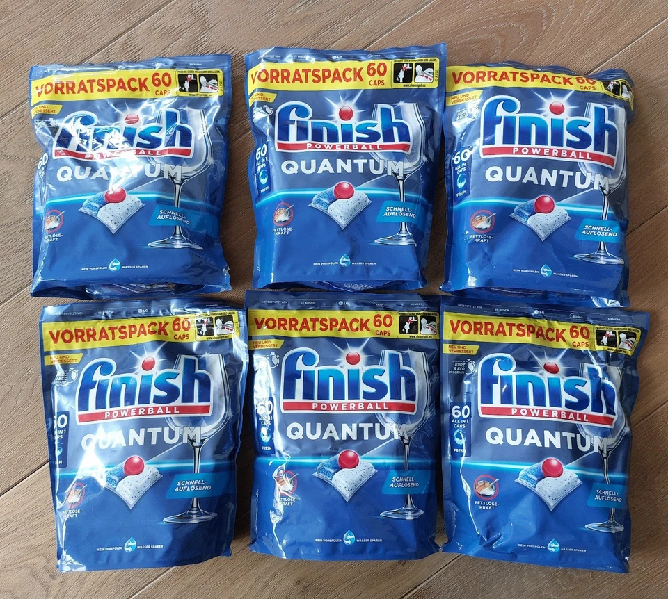 6x60 Finish Quantum Powerball 360 Geschirrspültabs Spülmitteltabs Cap - Bild 1 von 1