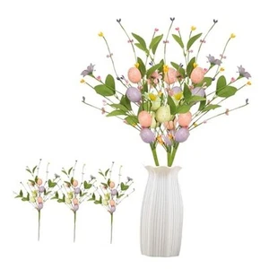WATINC 3pcs Artificial Easter Spray Vine with Pastel Easter Eggs and Berries,  - Picture 1 of 8