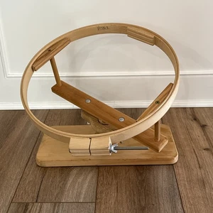 Adjustable Quilt Hoop 14” w Stand Loop Quilting Hoop Wood - Picture 1 of 8