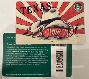 Lot Of 2 Starbucks 2019 Texas Armadillo Card 6305 Series Barcode - Picture 1 of 1