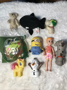 Lot Of 9 Toys For Girls TY, Chelsea, Minion, Snoopy, Olaf, Pound Puppy, Yu-Gi-Oh - Picture 1 of 17