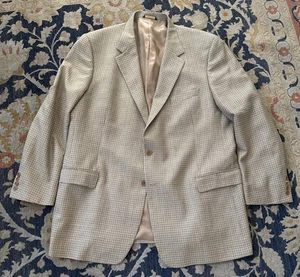Brooks Brothers Men’s 50 L Brown Houndstooth Wool Sport Coat Blazer Italy - Picture 1 of 8