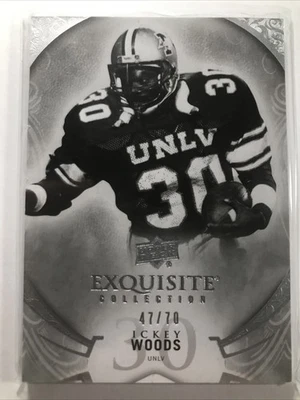 Ickey Woods 2013 Exquisite #34 SILVER PARALLEL SP UNLV BENGALS #ed 47/70 - Image 1 of 2