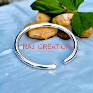 Thick Heavy Silver Bangle, 925 Sterling Silver Bangle, , Chunky Silver Bracelet, - Picture 1 of 3