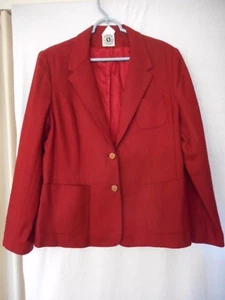 Blazer vintage donna taglia 16 rosso mattone lana con tasche toppa Summit Sportwear - Foto 1 di 9