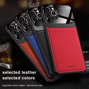 For iPhone 16 15 Pro Max 14 13 12 11 Plus Hybrid Leather Protective Case Cover - Picture 1 of 19