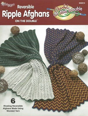 Reversible Ripple Afghans on the Double Crochet Berry Iowa Illusion Snowy Meadow - Image 1 of 2