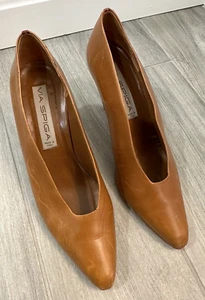 Via Spiga Womens Vintage 90s Brown Leather Pointed Toe Pumps Size 9.5 - Picture 1 of 8