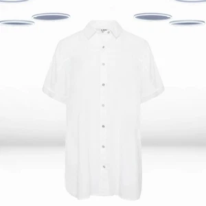 Ex Women's Tall Size Short Sleeve Shirt in White (Defect) - Picture 1 of 7