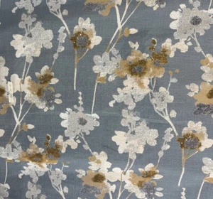 Regal Fabrics Prose Glacier Floral Fabric Blue Tan Cream BTY A3 - Picture 1 of 5