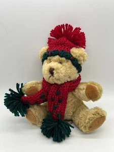 Vintage Hugfun Intl Stuffed Bear Red Scarf and Hat 9" - Picture 1 of 10