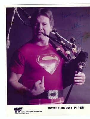 VERY RARE  Rowdy Roddy Piper signed Wrestling Photo  w/COA - Image 1 of 4
