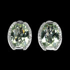Heated Oval Green Amethyst 13x10mm Cz Gemstone 925 Sterling Silver Earrings