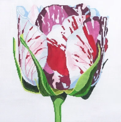 Needlepoint Handpainted Jean Smith Regal Painted Rose 15x15 - Image 1 of 4