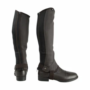 Hy Equestrian Childrens Kids Synthetic Combi Leather Chaps Black/Brown Small-XL - Picture 1 of 5