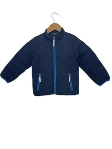 Hanna Andersson Boys Quilted Puffer Down Jacket Full Zip Navy Blue size 100 (4) - Picture 1 of 5