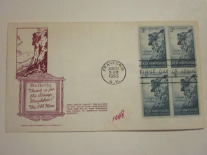 US FDC FIRST DAY COVER # 1068 STONE 1955 PLATE BLOCK NO ADDRESS LITTLETON CACHET - Picture 1 of 2