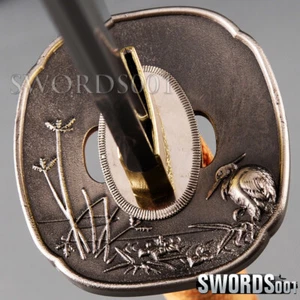 Alloy Egret Silvery Tsuba Hand Guard For Japanese Samurai Sword Katana Wakizashi - Picture 1 of 6