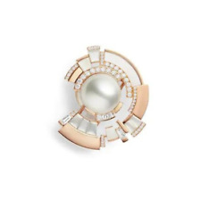 Freshwater Cultured Pearl Brooch 925 Fine Silver Statement High Auction Jewelry