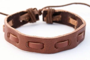 Men's Leather Wrist Bracelet - Picture 1 of 8