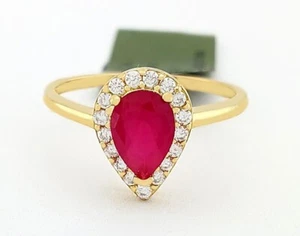 LAB CREATED 1.03 Cts RUBY & WHITE SAPPHIRE .925 SILVER (YELLOW TONE) - NWT - Picture 1 of 9