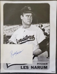 Leslie Buster Narum Autograph Washington Senators MLB 3x5 Index Card - Picture 1 of 2