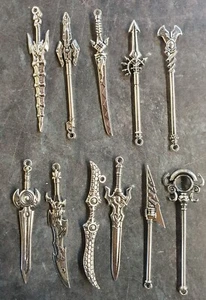 11x Miniature Tiny Metal Japanese Anime Swords Jewellery Earrings Keyring Making - Picture 1 of 5