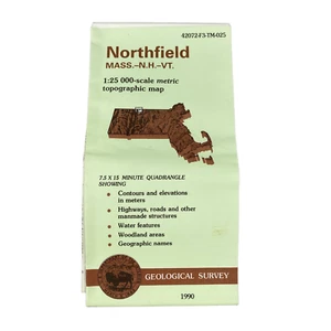 USGS Topographic Map 1990 Survey 30"x60" MA, NH, VT Northfield 42072-F3-TM-025 - Picture 1 of 4