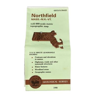 USGS Topographic Map 1990 Survey 30"x60" MA, NH, VT Northfield 42072-F3-TM-025 - Image 1 of 4