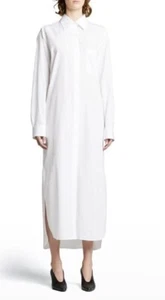 DRIES VAN NOTEN white cotton poplin midi shirtdress size S oversized NEW - Foto 1 di 18