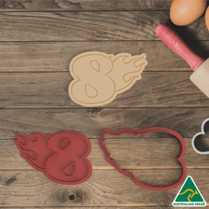 Flame Number 8 Cookie Cutter and Embosser Stamp - Picture 1 of 3