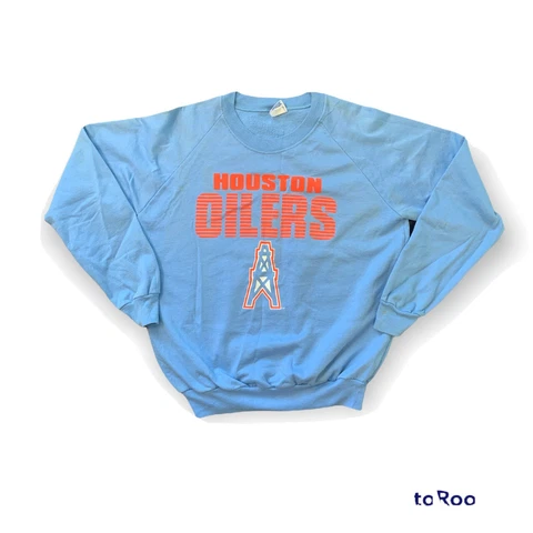 Vintage HOUSTON OILERS NFL Football Texas Team SWEAT SHIRT Made in USA L Oil Rig Cover