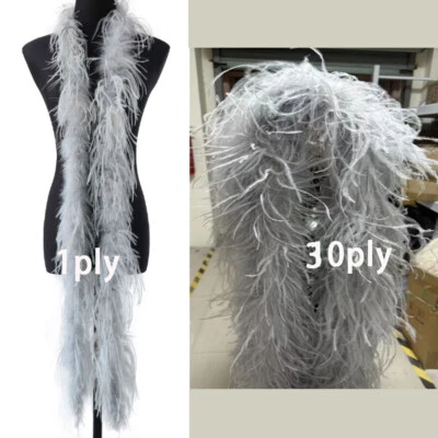 2 Meters Farm Ostrich Feather Boa 6ply Ostrich Feathers Trims Shawl Decor - Image 1 of 4