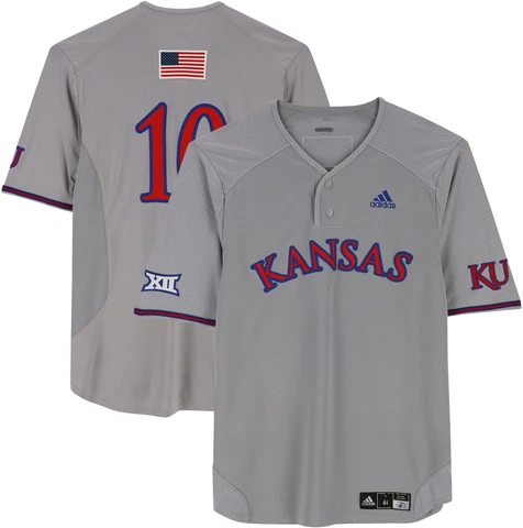 Kansas Jayhawks Team-Issued #10 Gray Jersey from the Baseball Program Size 44 Cover
